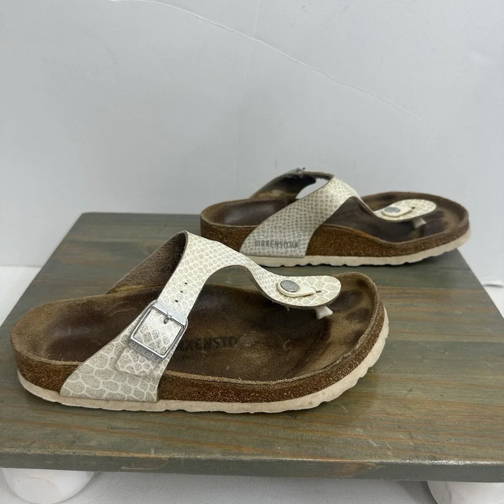 Birkenstock Gizeh Womens 36 / 5-5.5 Glitter Magic Snake Footbed Slide Sandal
